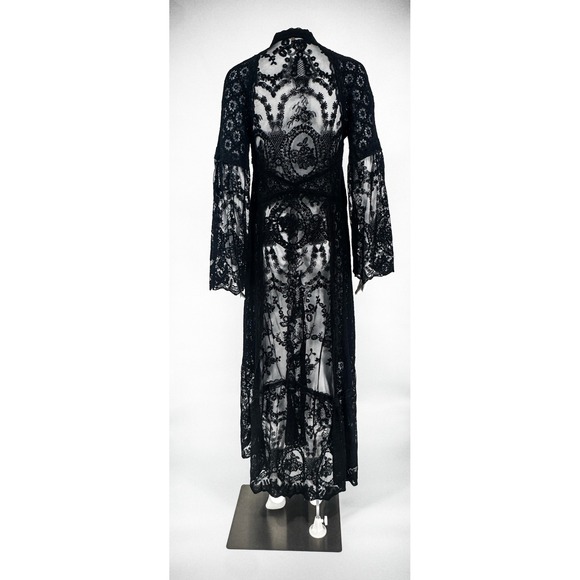 Double D Ranch Montoya Black Lace Maxi Dress Western Boho Women Medium RARE VTG - Picture 4 of 9